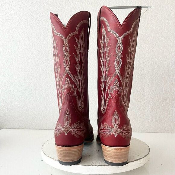 Lane LEXINGTON Cowboy Boots Womens 11 Red Leather Western Cowgirl Mid Calf Tall - Picture 3 of 11